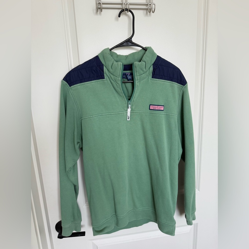 Men’s Vineyard Vines Green and Blue Quarter-Zip